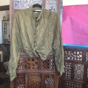 Urban Outfitters olive button front blouse